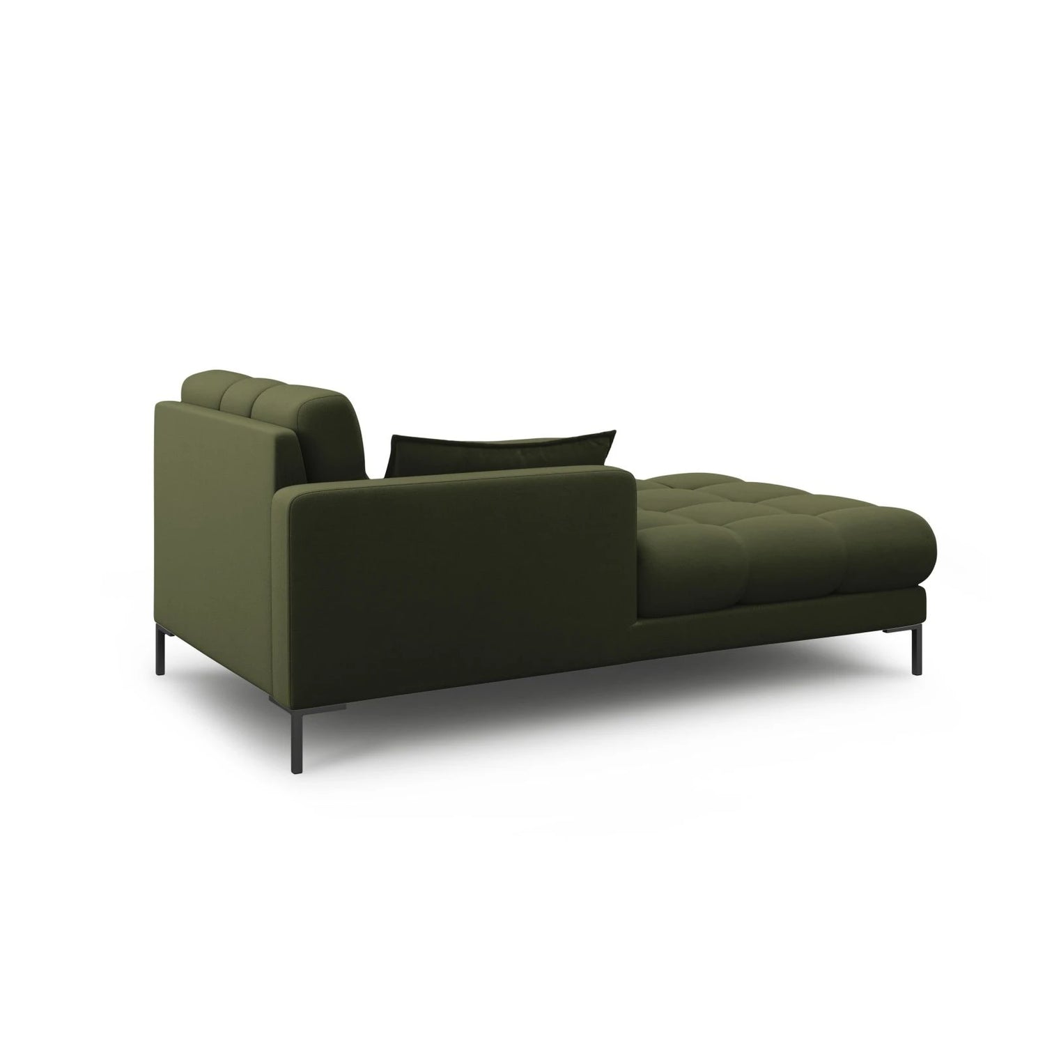 Mamaia 2-Sitzer Chaiselongue Linke Seite, Metallbeine Schwarz, mit Bezug aus Strukturierter Stoff (Nev39) in Grün, 185x102 cm – Bild 3