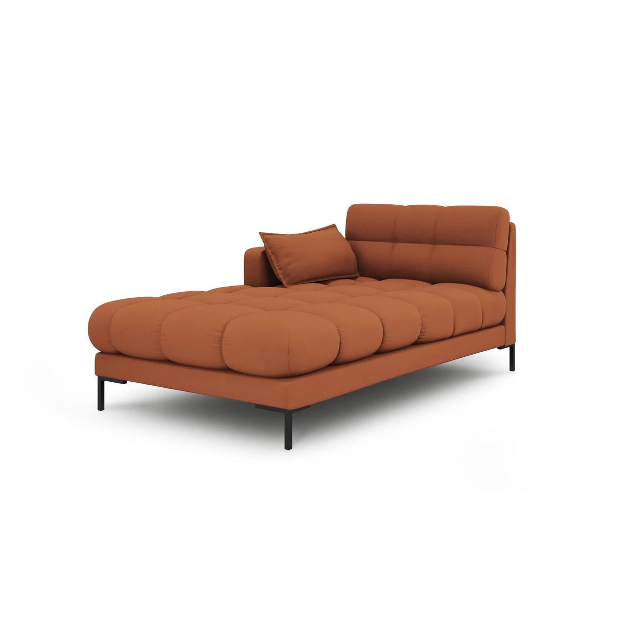 Mamaia 2-Sitzer Chaiselongue Linke Seite, Metallbeine Schwarz, mit Bezug aus Strukturierter Stoff (Nev52) in Ziegel, 185x102 cm – Bild 1