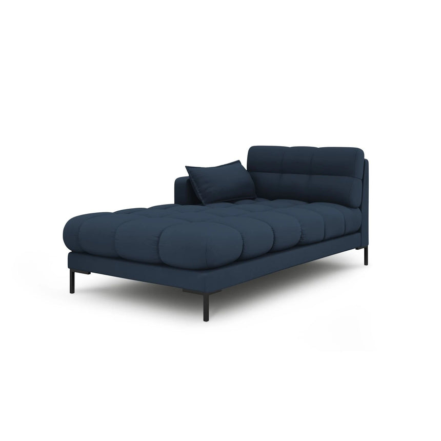 Mamaia 2-Sitzer Chaiselongue Linke Seite, Metallbeine Schwarz, mit Bezug aus Strukturierter Stoff (Nev77) in Blau, 185x102 cm – Bild 1
