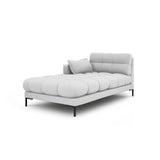 Mamaia 2-Sitzer Chaiselongue Linke Seite, Metallbeine Schwarz, mit Bezug aus Strukturierter Stoff (Nev80) in Hellgrau, 185x102 cm – Bild 1