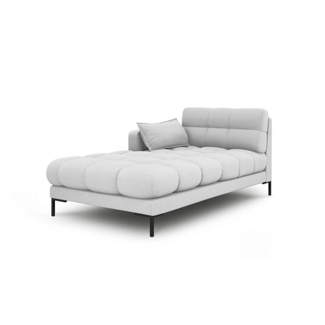 Mamaia 2-Sitzer Chaiselongue Linke Seite, Metallbeine Schwarz, mit Bezug aus Strukturierter Stoff (Nev80) in Hellgrau, 185x102 cm – Bild 1