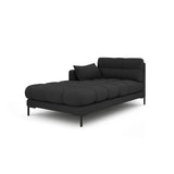 Mamaia 2-Sitzer Chaiselongue Linke Seite, Metallbeine Schwarz, mit Bezug aus Strukturierter Stoff (Nev97) in Dunkelgrau, 185x102 cm – Bild 1