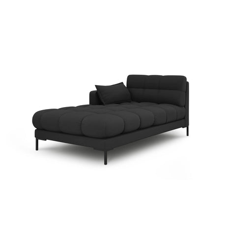 Mamaia 2-Sitzer Chaiselongue Linke Seite, Metallbeine Schwarz, mit Bezug aus Strukturierter Stoff (Nev97) in Dunkelgrau, 185x102 cm – Bild 1