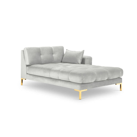 Mamaia 2-Sitzer Chaiselongue Rechte Seite, Beine Goldmetall, mit Bezug aus Samt (Blu03) in Silber, 185x102 cm – Bild 1