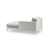 Mamaia 2-Sitzer Chaiselongue Rechte Seite, Beine Goldmetall, mit Bezug aus Samt (Blu03) in Silber, 185x102 cm – Bild 4