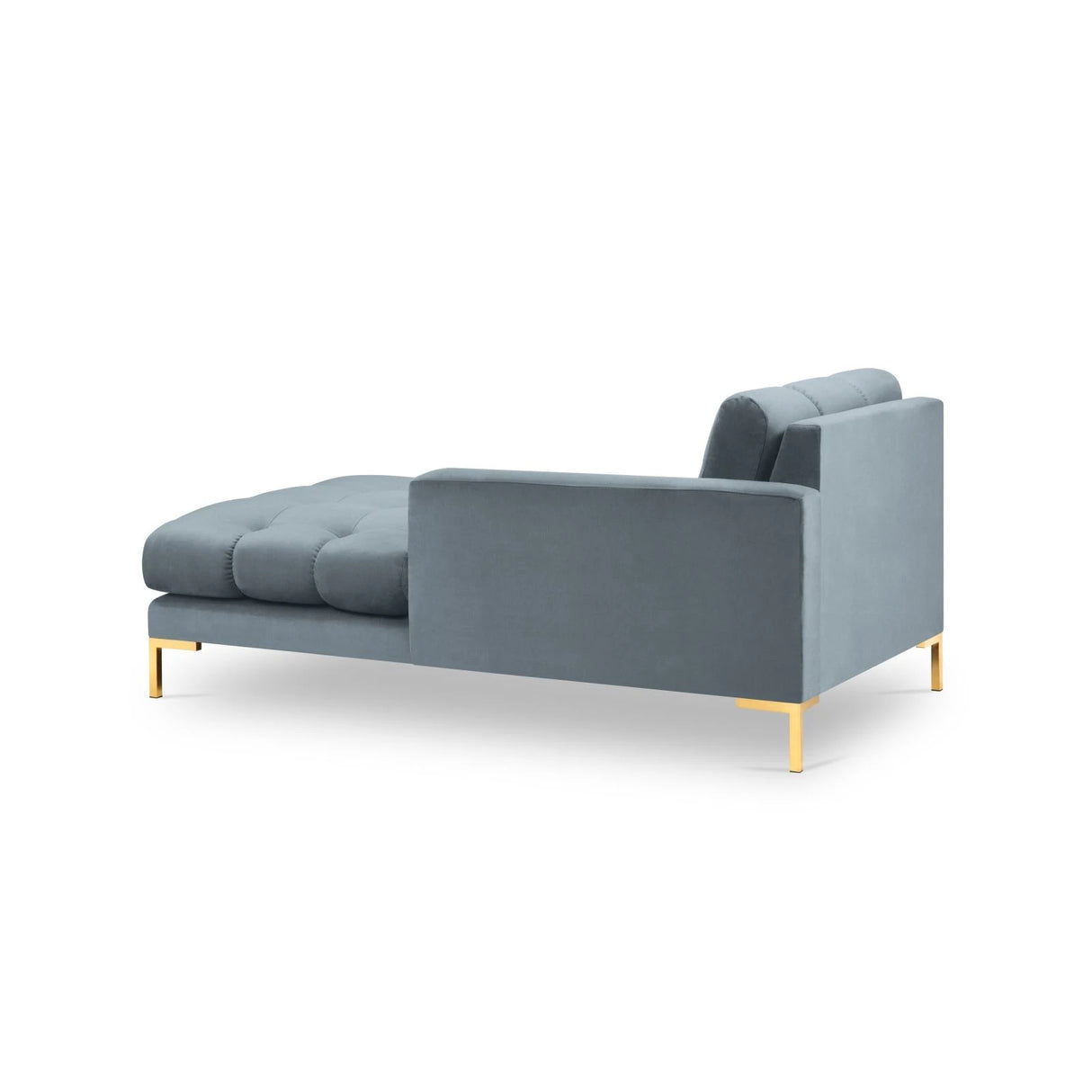 Mamaia 2-Sitzer Chaiselongue Rechte Seite, Beine Goldmetall, mit Bezug aus Samt (Blu06) in Hellblau, 185x102 cm – Bild 4
