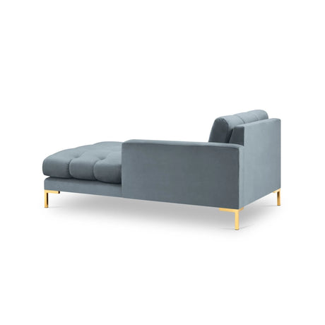 Mamaia 2-Sitzer Chaiselongue Rechte Seite, Beine Goldmetall, mit Bezug aus Samt (Blu06) in Hellblau, 185x102 cm – Bild 4
