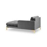 Mamaia 2-Sitzer Chaiselongue Rechte Seite, Beine Goldmetall, mit Bezug aus Samt (Blu13) in Hellgrau, 185x102 cm – Bild 4