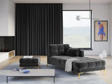 Mamaia 2-Sitzer Chaiselongue Rechte Seite, Beine Goldmetall, mit Bezug aus Samt (Blu18) in Dunkelgrau, 185x102 cm – Bild 2