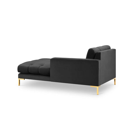 Mamaia 2-Sitzer Chaiselongue Rechte Seite, Beine Goldmetall, mit Bezug aus Samt (Blu18) in Dunkelgrau, 185x102 cm – Bild 4