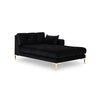 Mamaia 2-Sitzer Chaiselongue Rechte Seite, Beine Goldmetall, mit Bezug aus Samt (Blu19) in Schwarz, 185x102 cm – Bild 1