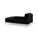 Mamaia 2-Sitzer Chaiselongue Rechte Seite, Beine Goldmetall, mit Bezug aus Samt (Blu19) in Schwarz, 185x102 cm – Bild 4