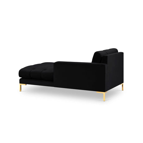 Mamaia 2-Sitzer Chaiselongue Rechte Seite, Beine Goldmetall, mit Bezug aus Samt (Blu19) in Schwarz, 185x102 cm – Bild 4