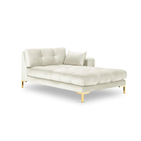 Mamaia 2-Sitzer Chaiselongue Rechte Seite, Beine Goldmetall, mit Bezug aus Samt (Blu22) in Leichtes Beige, 185x102 cm – Bild 1