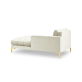 Mamaia 2-Sitzer Chaiselongue Rechte Seite, Beine Goldmetall, mit Bezug aus Samt (Blu22) in Leichtes Beige, 185x102 cm – Bild 4