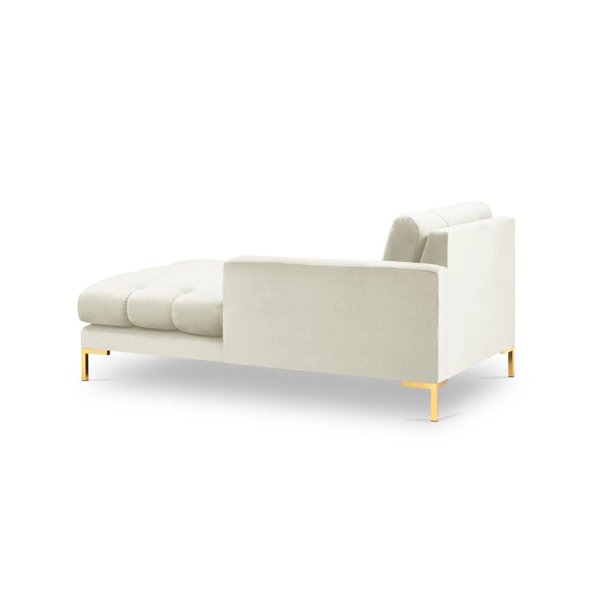 Mamaia 2-Sitzer Chaiselongue Rechte Seite, Beine Goldmetall, mit Bezug aus Samt (Blu22) in Leichtes Beige, 185x102 cm – Bild 4