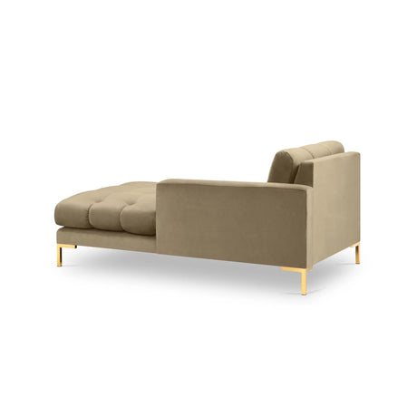 Mamaia 2-Sitzer Chaiselongue Rechte Seite, Beine Goldmetall, mit Bezug aus Samt (Blu28) in Beige, 185x102 cm – Bild 4