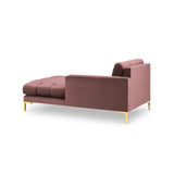Mamaia 2-Sitzer Chaiselongue Rechte Seite, Beine Goldmetall, mit Bezug aus Samt (Blu52) in Rosa, 185x102 cm – Bild 4