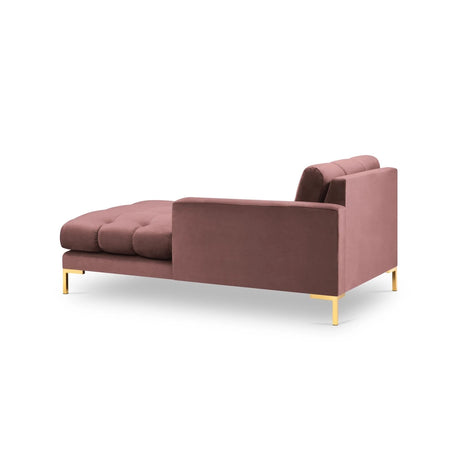 Mamaia 2-Sitzer Chaiselongue Rechte Seite, Beine Goldmetall, mit Bezug aus Samt (Blu52) in Rosa, 185x102 cm – Bild 4