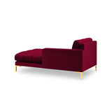Mamaia 2-Sitzer Chaiselongue Rechte Seite, Beine Goldmetall, mit Bezug aus Samt (Blu59) in Rot, 185x102 cm – Bild 4