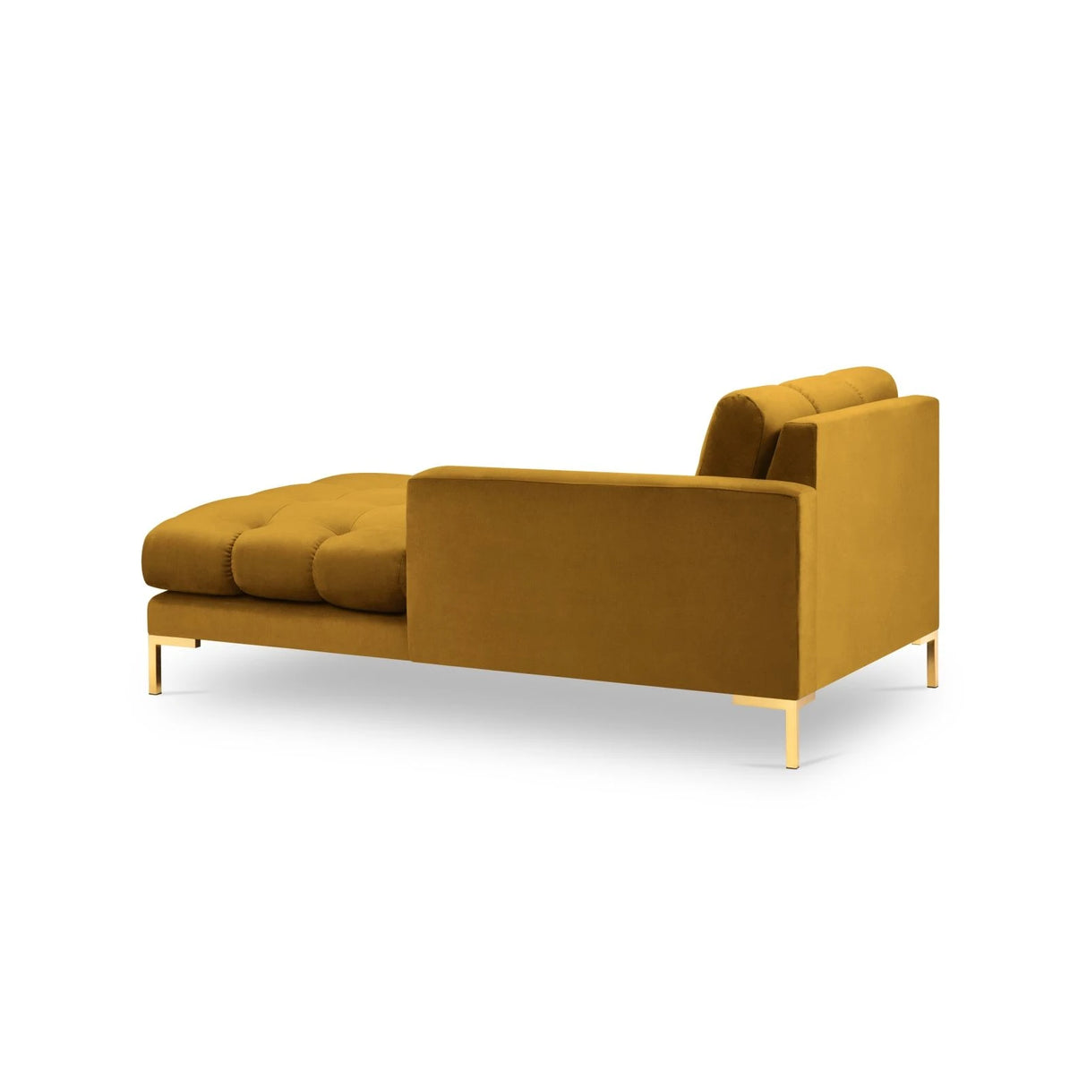 Mamaia 2-Sitzer Chaiselongue Rechte Seite, Beine Goldmetall, mit Bezug aus Samt (Blu68) in Gelb, 185x102 cm – Bild 4