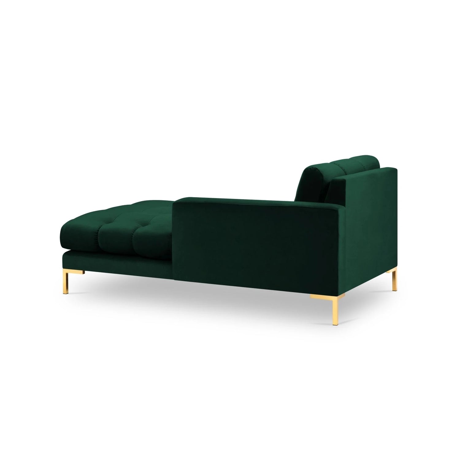 Mamaia 2-Sitzer Chaiselongue Rechte Seite, Beine Goldmetall, mit Bezug aus Samt (Blu78) in Flaschengrün, 185x102 cm – Bild 4