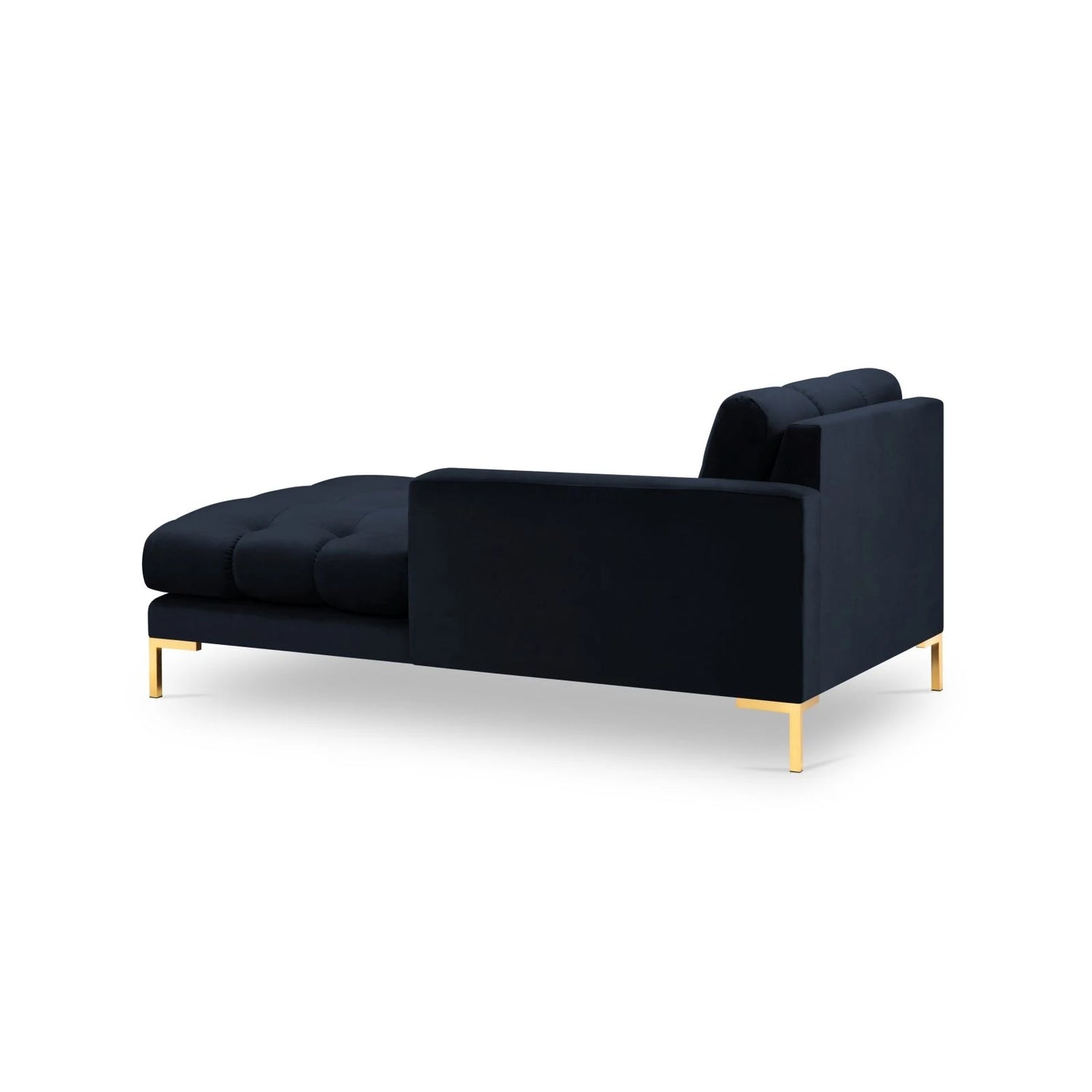 Mamaia 2-Sitzer Chaiselongue Rechte Seite, Beine Goldmetall, mit Bezug aus Samt (Blu89) in Dunkelblau, 185x102 cm – Bild 4