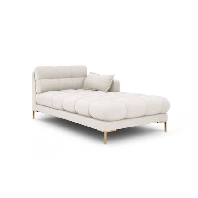 Mamaia 2-Sitzer Chaiselongue Rechte Seite, Beine Goldmetall, mit Bezug aus Samt oder Strukturstoff, 185x102 cm – Bild 1