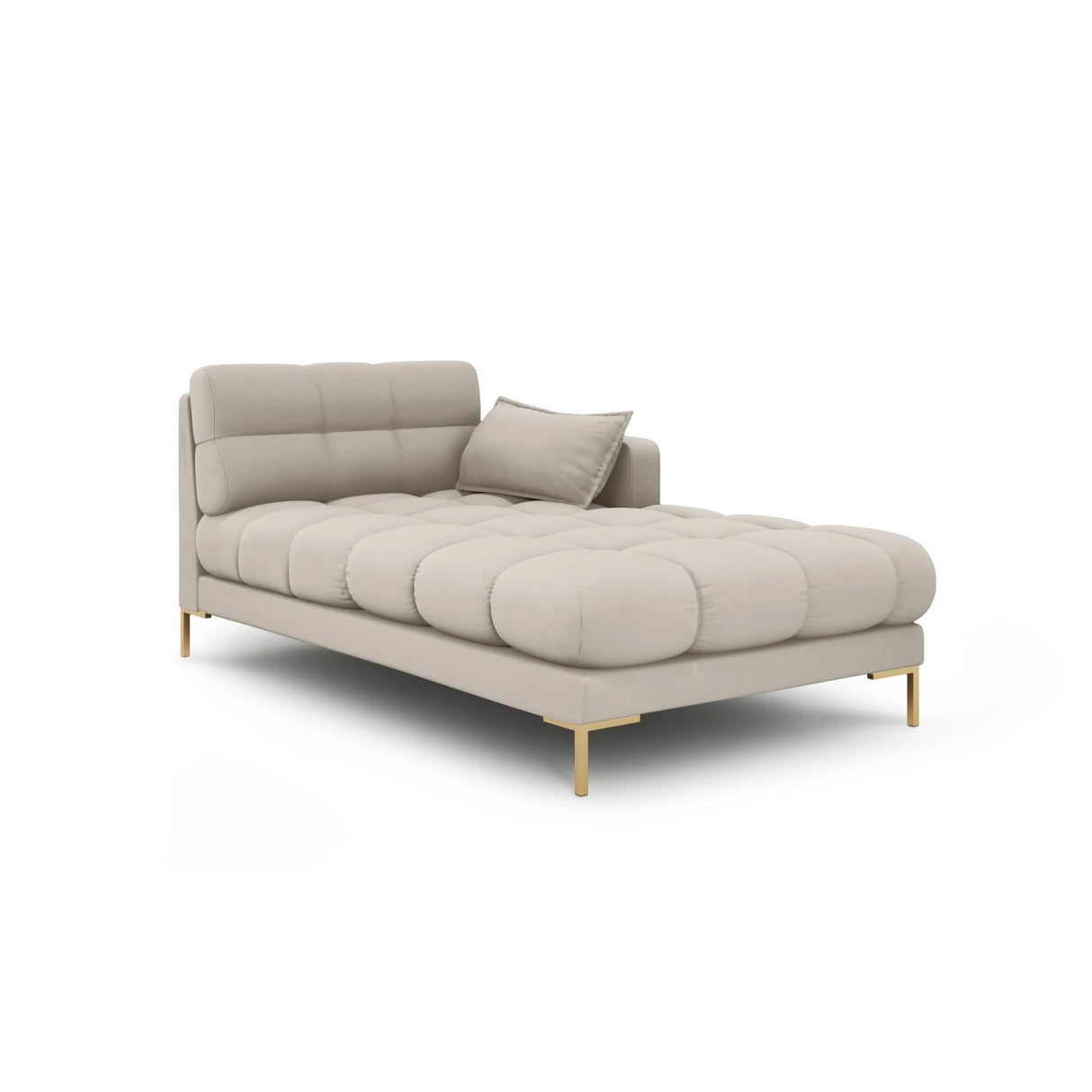 Mamaia 2-Sitzer Chaiselongue Rechte Seite, Beine Goldmetall, mit Bezug aus Strukturierter Stoff (Nev04) in Beige, 185x102 cm – Bild 1