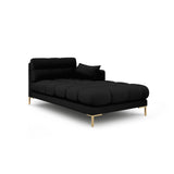 Mamaia 2-Sitzer Chaiselongue Rechte Seite, Beine Goldmetall, mit Bezug aus Strukturierter Stoff (Nev100) in Schwarz, 185x102 cm – Bild 1