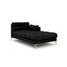 Mamaia 2-Sitzer Chaiselongue Rechte Seite, Beine Goldmetall, mit Bezug aus Strukturierter Stoff (Nev100) in Schwarz, 185x102 cm – Bild 1