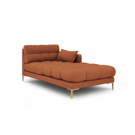 Mamaia 2-Sitzer Chaiselongue Rechte Seite, Beine Goldmetall, mit Bezug aus Strukturierter Stoff (Nev52) in Ziegel, 185x102 cm – Bild 1
