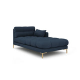 Mamaia 2-Sitzer Chaiselongue Rechte Seite, Beine Goldmetall, mit Bezug aus Strukturierter Stoff (Nev77) in Blau, 185x102 cm – Bild 1