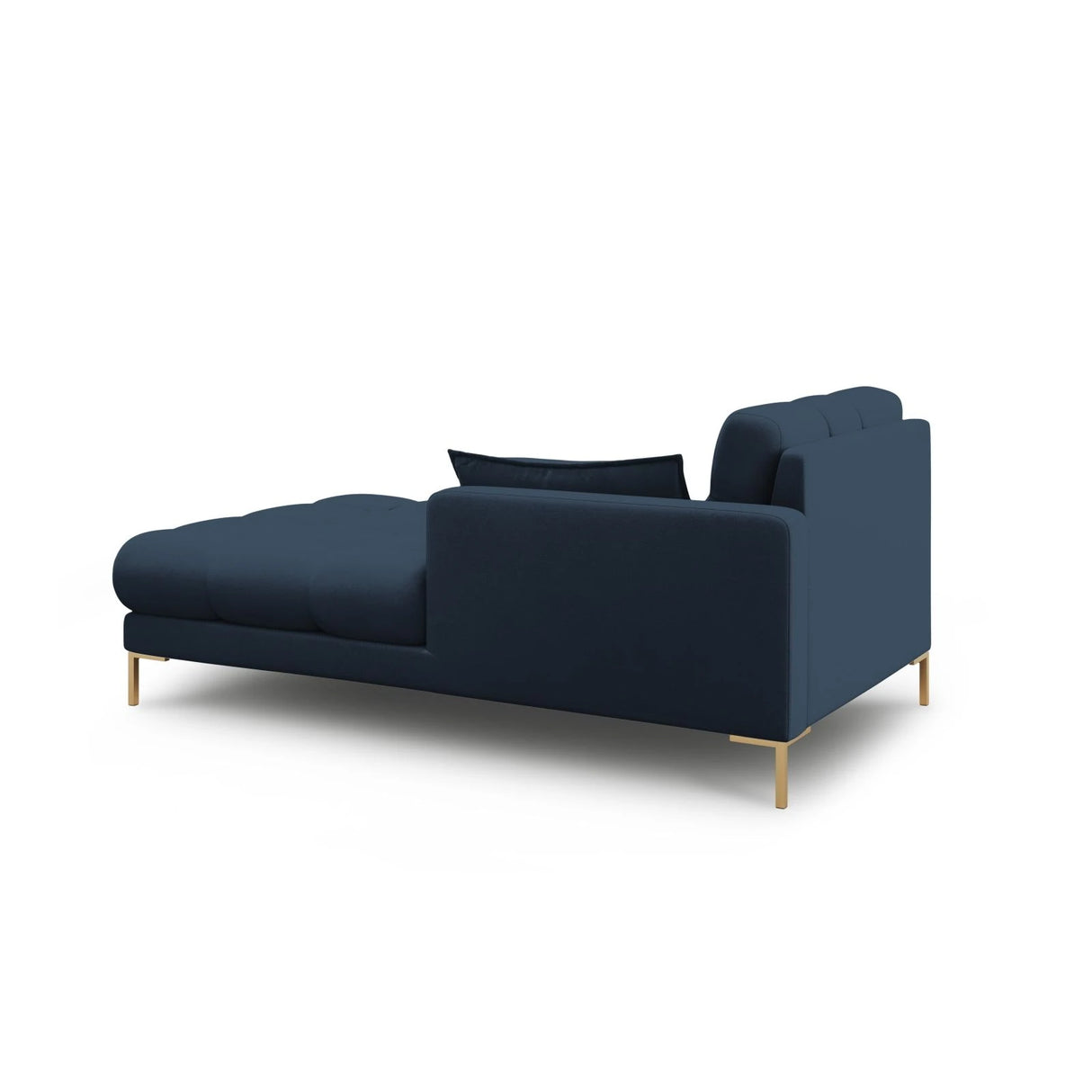 Mamaia 2-Sitzer Chaiselongue Rechte Seite, Beine Goldmetall, mit Bezug aus Strukturierter Stoff (Nev77) in Blau, 185x102 cm – Bild 3