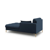 Mamaia 2-Sitzer Chaiselongue Rechte Seite, Beine Goldmetall, mit Bezug aus Strukturierter Stoff (Nev77) in Blau, 185x102 cm – Bild 3