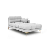 Mamaia 2-Sitzer Chaiselongue Rechte Seite, Beine Goldmetall, mit Bezug aus Strukturierter Stoff (Nev80) in Hellgrau, 185x102 cm – Bild 1