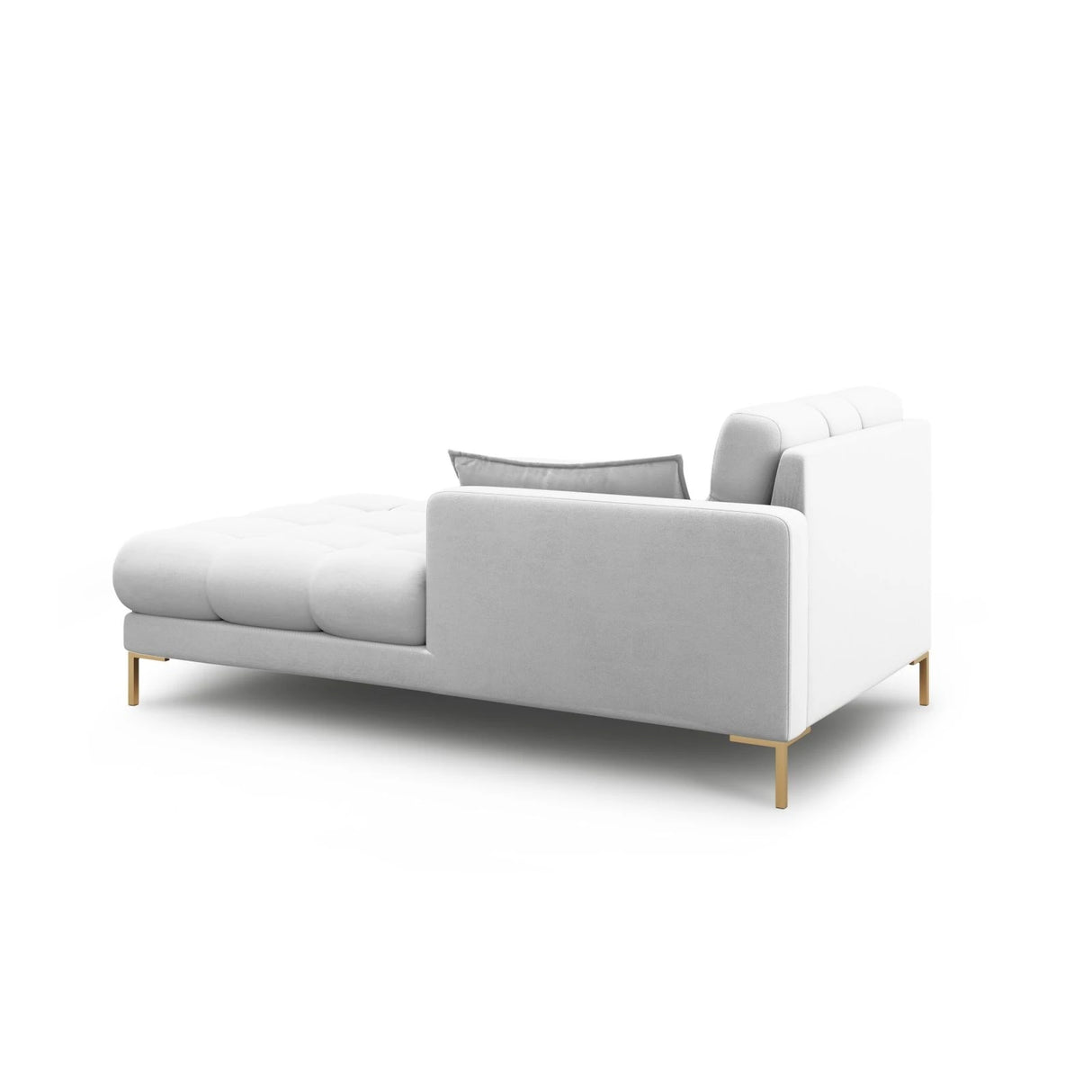 Mamaia 2-Sitzer Chaiselongue Rechte Seite, Beine Goldmetall, mit Bezug aus Strukturierter Stoff (Nev80) in Hellgrau, 185x102 cm – Bild 3