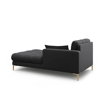Mamaia 2-Sitzer Chaiselongue Rechte Seite, Beine Goldmetall, mit Bezug aus Strukturierter Stoff (Nev97) in Dunkelgrau, 185x102 cm – Bild 3