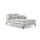 Mamaia 2-Sitzer Chaiselongue Rechte Seite, Metallbeine Schwarz, mit Bezug aus Samt (Blu03) in Silber, 185x102 cm – Bild 1