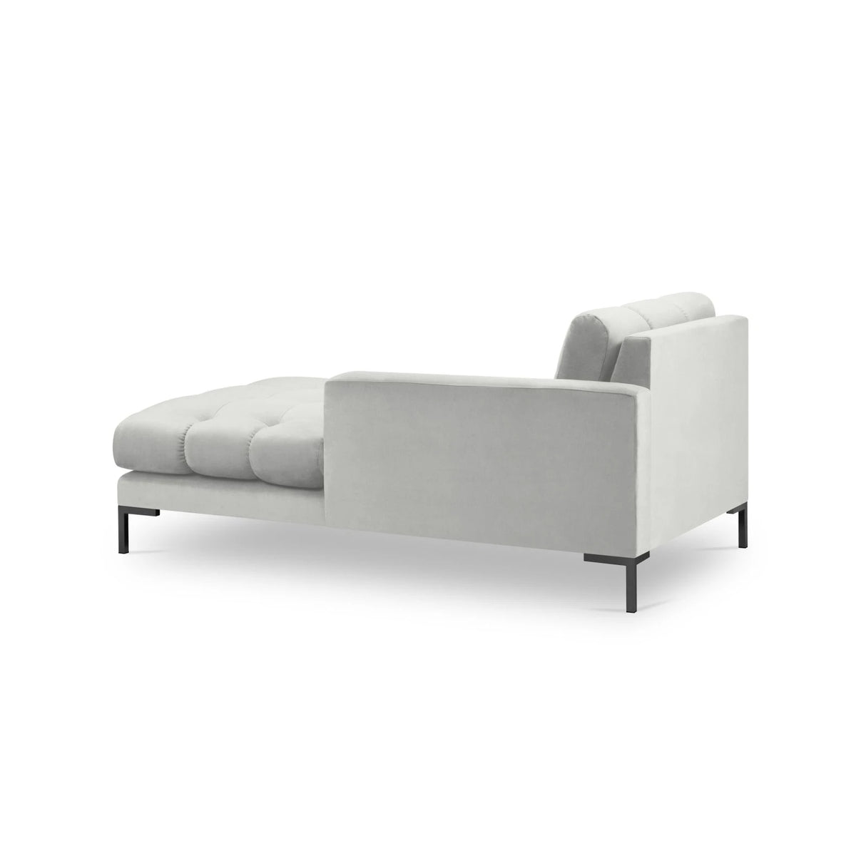 Mamaia 2-Sitzer Chaiselongue Rechte Seite, Metallbeine Schwarz, mit Bezug aus Samt (Blu03) in Silber, 185x102 cm – Bild 4