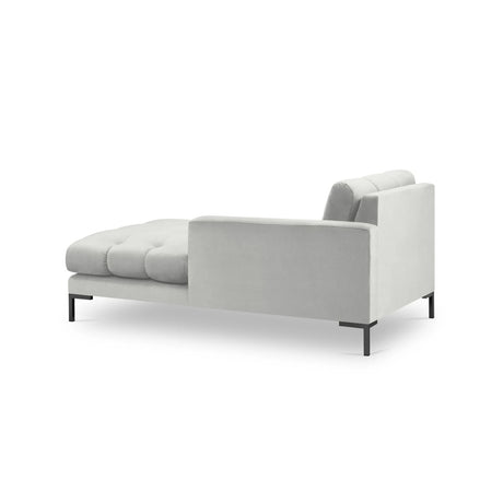 Mamaia 2-Sitzer Chaiselongue Rechte Seite, Metallbeine Schwarz, mit Bezug aus Samt (Blu03) in Silber, 185x102 cm – Bild 4