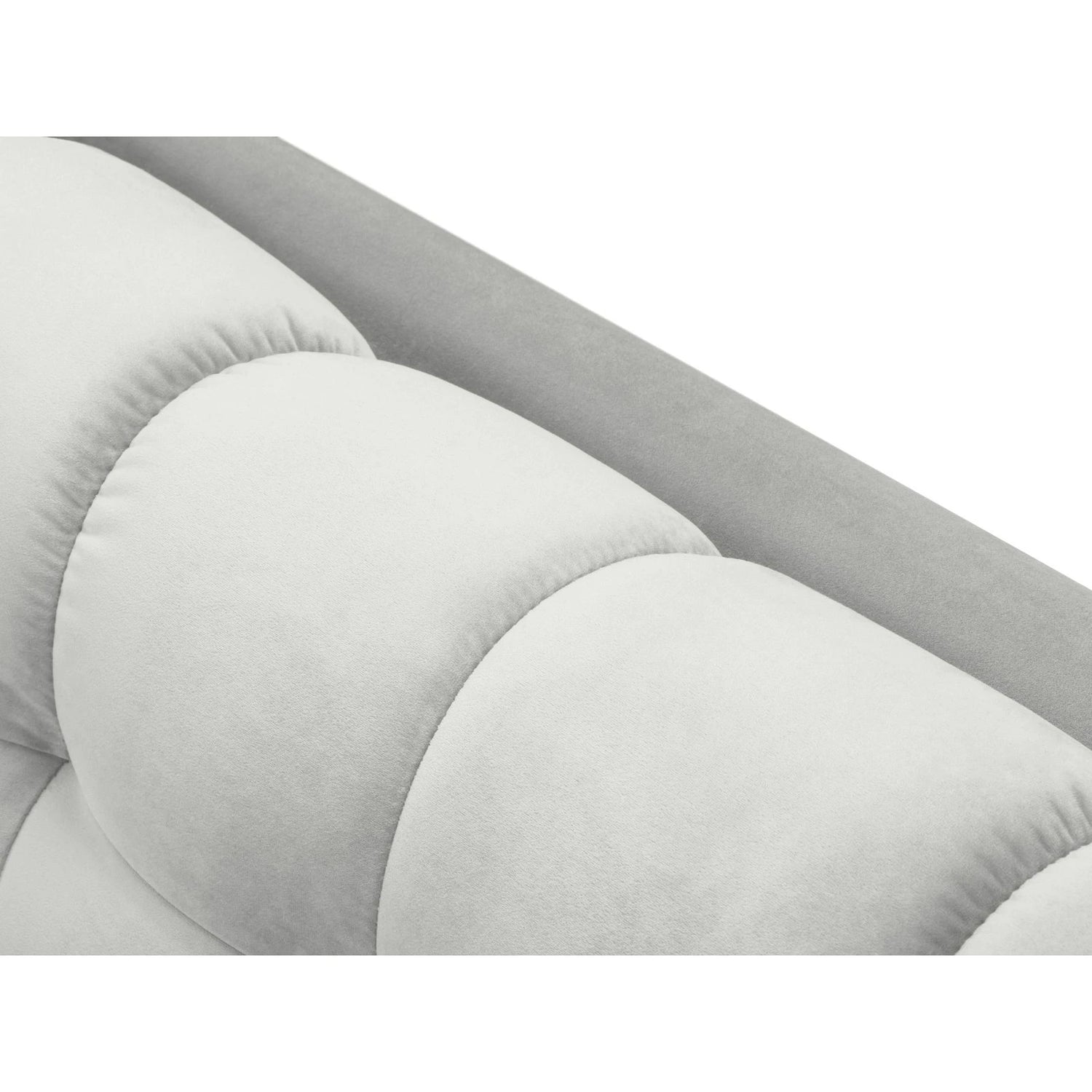 Mamaia 2-Sitzer Chaiselongue Rechte Seite, Metallbeine Schwarz, mit Bezug aus Samt (Blu03) in Silber, 185x102 cm – Bild 6