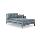 Mamaia 2-Sitzer Chaiselongue Rechte Seite, Metallbeine Schwarz, mit Bezug aus Samt (Blu06) in Hellblau, 185x102 cm – Bild 1