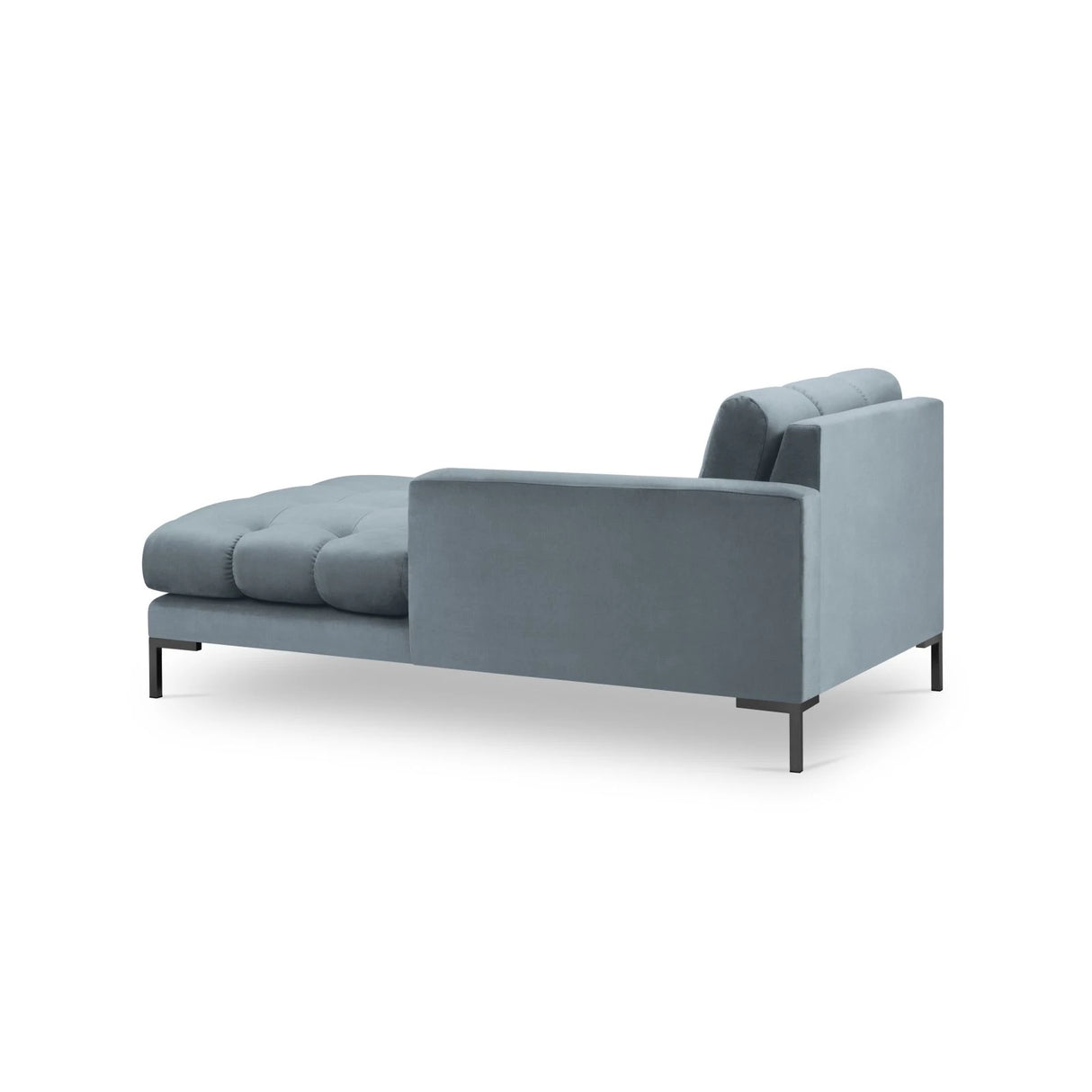 Mamaia 2-Sitzer Chaiselongue Rechte Seite, Metallbeine Schwarz, mit Bezug aus Samt (Blu06) in Hellblau, 185x102 cm – Bild 4