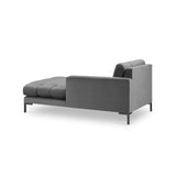 Mamaia 2-Sitzer Chaiselongue Rechte Seite, Metallbeine Schwarz, mit Bezug aus Samt (Blu13) in Hellgrau, 185x102 cm – Bild 4