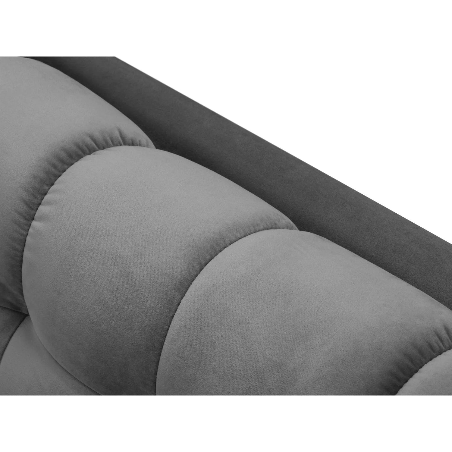 Mamaia 2-Sitzer Chaiselongue Rechte Seite, Metallbeine Schwarz, mit Bezug aus Samt (Blu13) in Hellgrau, 185x102 cm – Bild 6