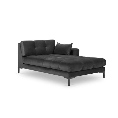 Mamaia 2-Sitzer Chaiselongue Rechte Seite, Metallbeine Schwarz, mit Bezug aus Samt (Blu18) in Dunkelgrau, 185x102 cm – Bild 1