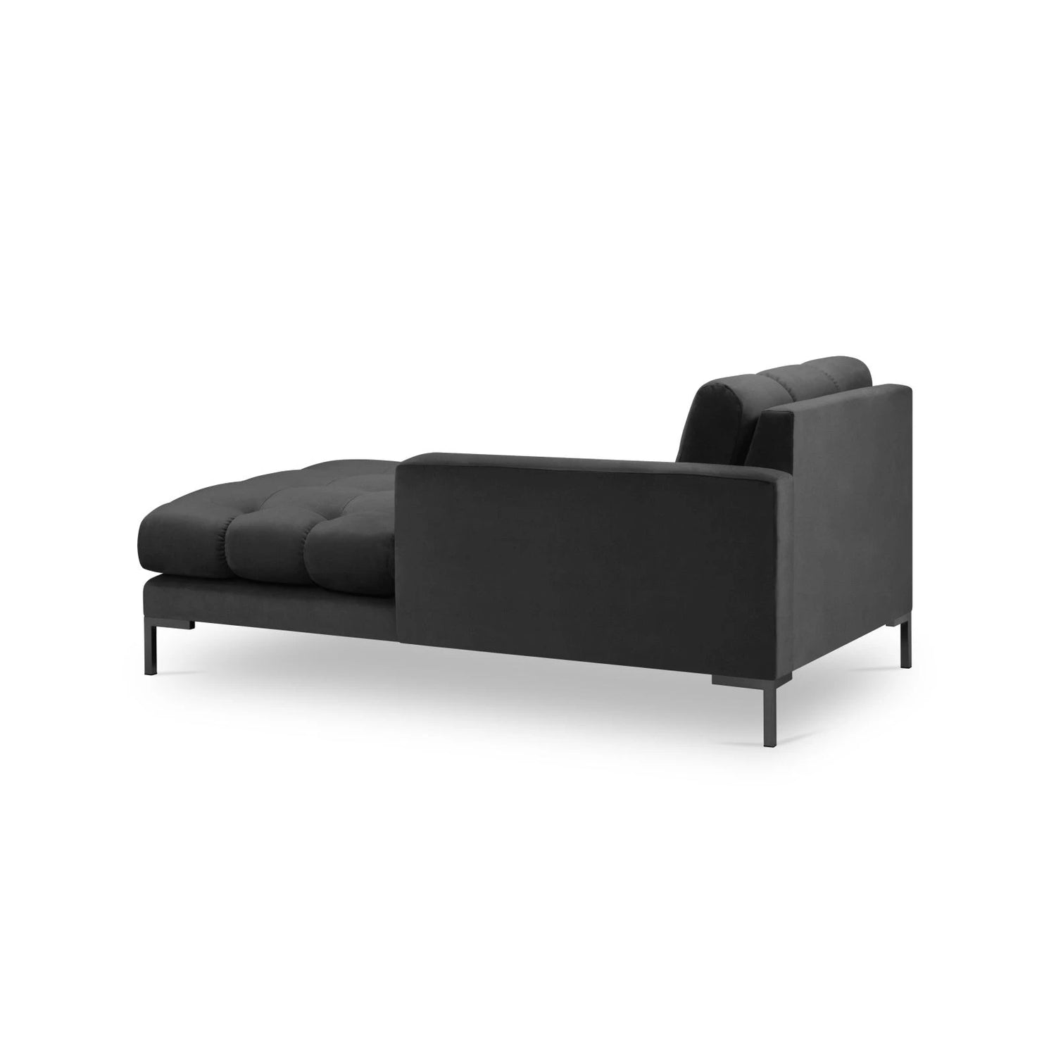 Mamaia 2-Sitzer Chaiselongue Rechte Seite, Metallbeine Schwarz, mit Bezug aus Samt (Blu18) in Dunkelgrau, 185x102 cm – Bild 4