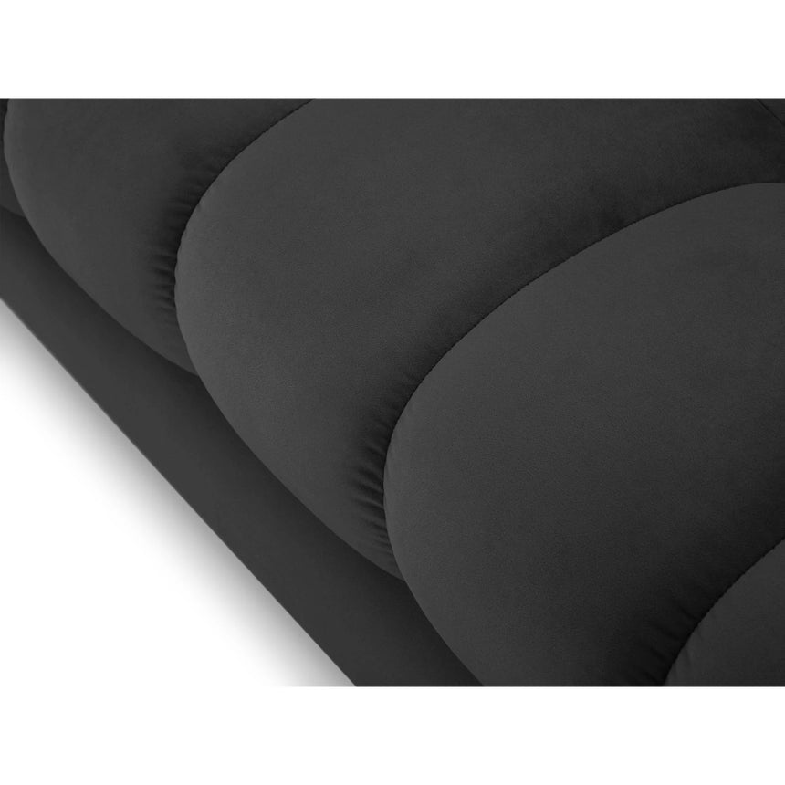 Mamaia 2-Sitzer Chaiselongue Rechte Seite, Metallbeine Schwarz, mit Bezug aus Samt (Blu18) in Dunkelgrau, 185x102 cm – Bild 5
