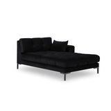 Mamaia 2-Sitzer Chaiselongue Rechte Seite, Metallbeine Schwarz, mit Bezug aus Samt (Blu19) in Schwarz, 185x102 cm – Bild 1